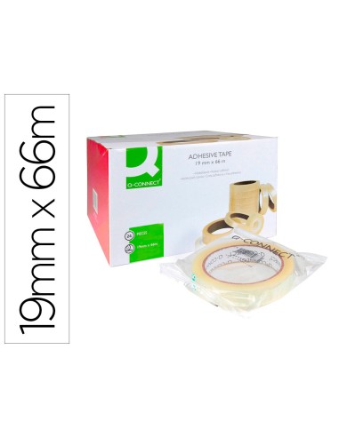 Cinta adhesiva q connect transparente 66 mt x 19 mm encelofanada