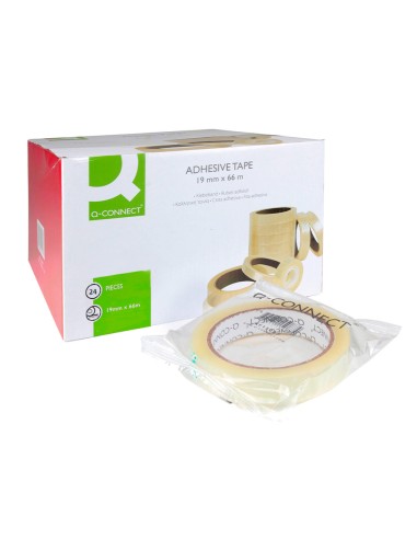 Cinta adhesiva q connect transparente 66 mt x 19 mm encelofanada