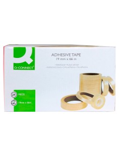 Cinta adhesiva q connect transparente 66 mt x 19 mm encelofanada