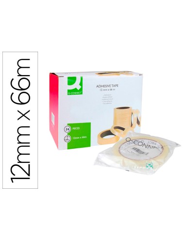 Cinta adhesiva q connect transparente 66 mt x 12 mm encelofanada