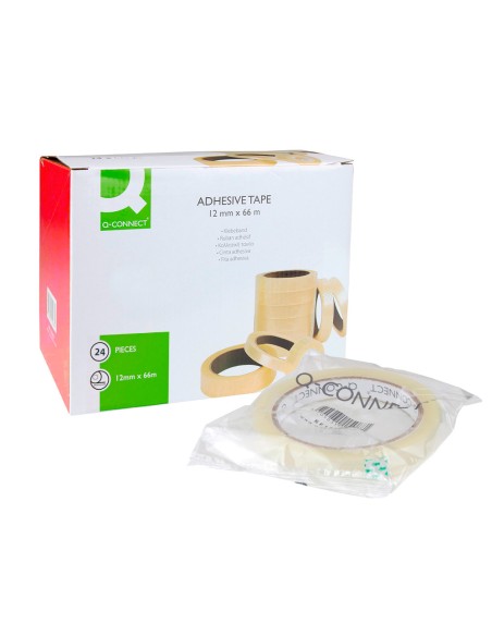 Cinta adhesiva q connect transparente 66 mt x 12 mm encelofanada
