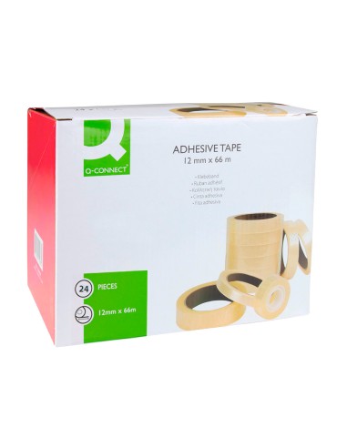 Cinta adhesiva q connect transparente 66 mt x 12 mm encelofanada