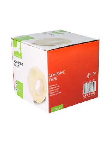 Cinta adhesiva q connect transparente 33 mt x 19 mm encelofanada
