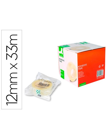 Cinta adhesiva q connect transparente 33 mt x 12 mm encelofanada