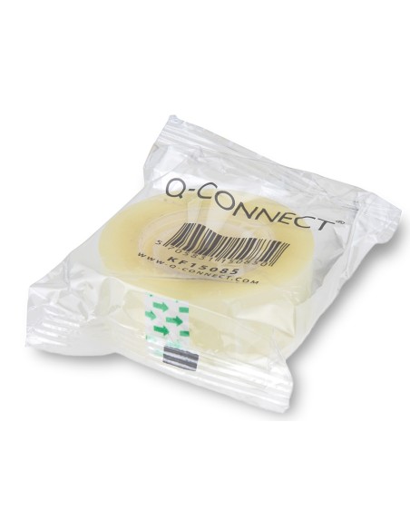 Cinta adhesiva q connect transparente 33 mt x 12 mm encelofanada