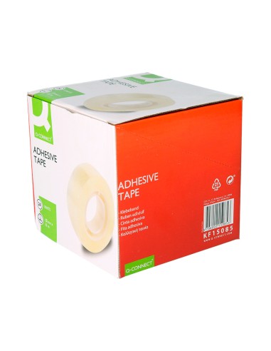 Cinta adhesiva q connect transparente 33 mt x 12 mm encelofanada