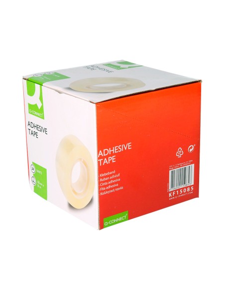 Cinta adhesiva q connect transparente 33 mt x 12 mm encelofanada