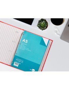 Carpeta con recambio liderpapel a5 cuadro 5mm forrada 4 anillas 20mm