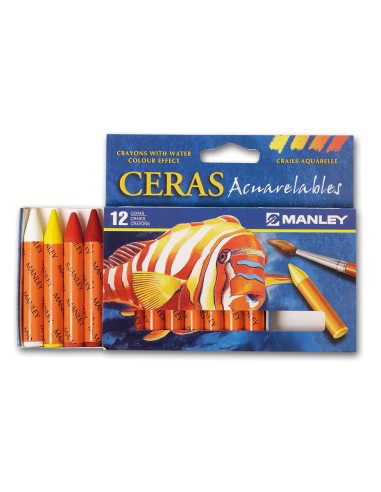 Lapices cera manley acuarelable caja de 12 unidades colores surtidos