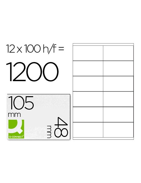 Etiqueta adhesiva q connect kf10657 tamano 105x48 mm fotocopiadora laser ink jet caja con 100 hojas din a4