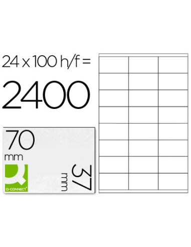 Etiqueta adhesiva q connect kf10647 tamano 70x37 mm fotocopiadora laser ink jet caja con 100 hojas din a4