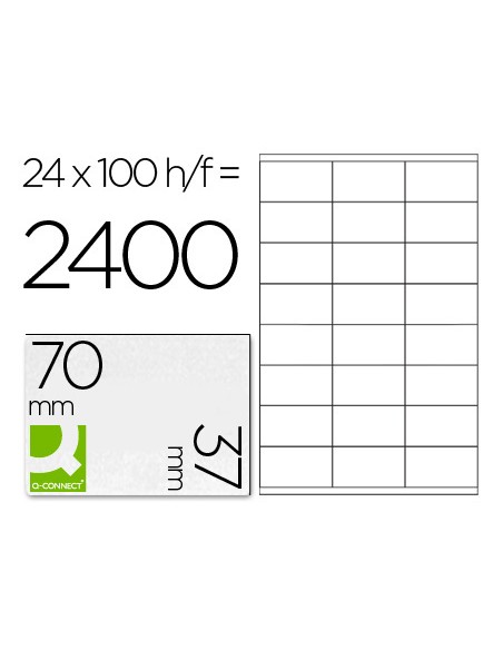 Etiqueta adhesiva q connect kf10647 tamano 70x37 mm fotocopiadora laser ink jet caja con 100 hojas din a4