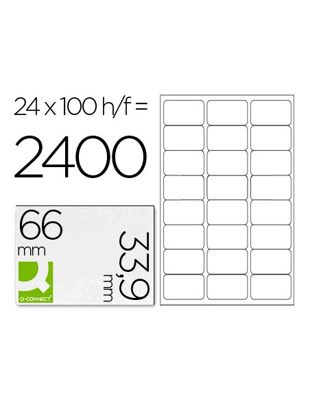 Etiqueta adhesiva q connect kf10639 tamano 66x339 mm fotocopiadora laser ink jet caja con 100 hojas din a4