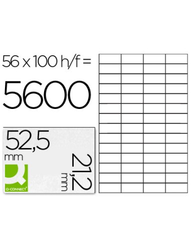 Etiqueta adhesiva q connect kf10638 tamano 525x212 mm fotocopiadora laser ink jet caja con 100 hojas din a4