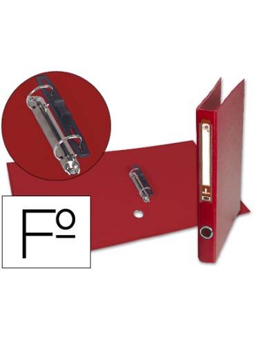 Carpeta de 2 anillas 25mm mixt as liderpapel folio forrado papercoat con ollao y tarjetero compresor plastico rojo