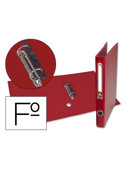 Carpeta de 2 anillas 25mm mixt as liderpapel folio forrado papercoat con ollao y tarjetero compresor plastico rojo