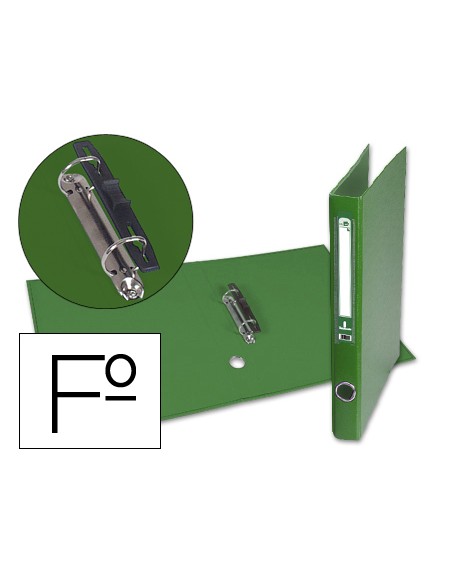 Carpeta de 2 anillas 25mm mixt as liderpapel folio forrado papercoat con ollao y tarjetero compresor plastico verde