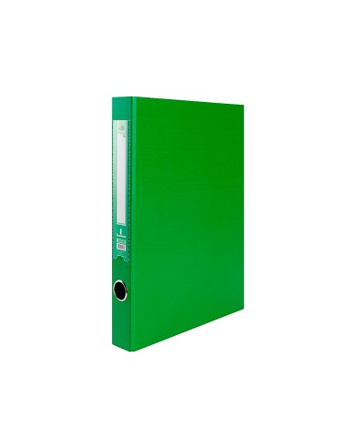 Carpeta de 2 anillas 25mm mixt as liderpapel folio forrado papercoat con ollao y tarjetero compresor plastico verde