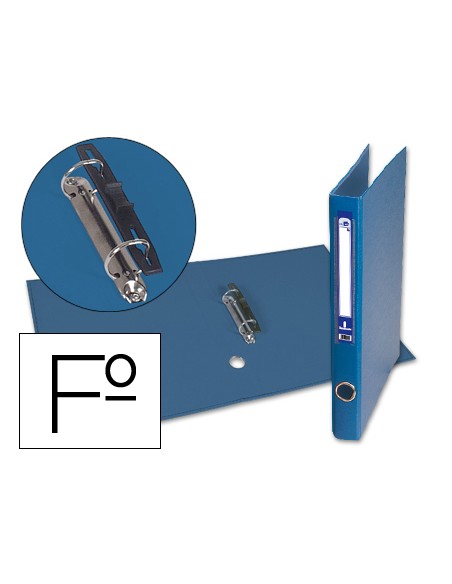 Carpeta de 2 anillas 25mm mixt as liderpapel folio forrado papercoat con ollao y tarjetero compresor plastico azul