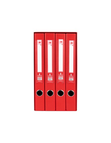 Modulo liderpapel 4 archivadores folio 2 anillas mixtas 25mm rojo