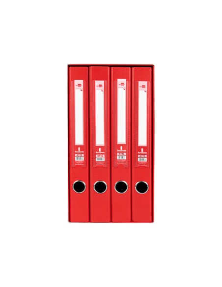 Modulo liderpapel 4 archivadores folio 2 anillas mixtas 25mm rojo