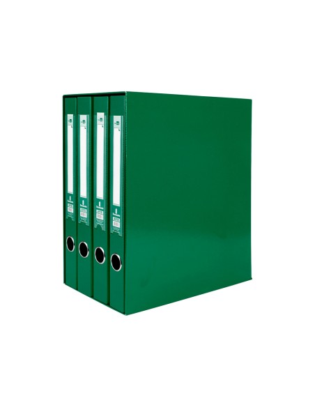 Modulo liderpapel 4 archivadores folio 2 anillas mixtas 25mm verde