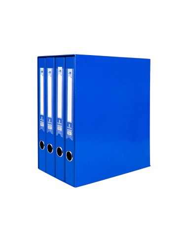 Modulo liderpapel 4 archivadores folio 2 anillas mixtas 25mm azul