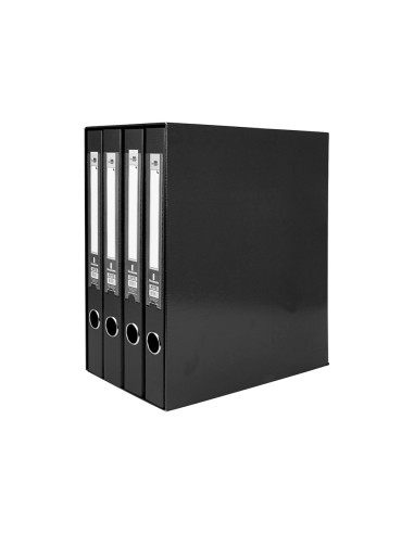 Modulo liderpapel 4 archivadores folio 2 anillas mixtas 25mm negro