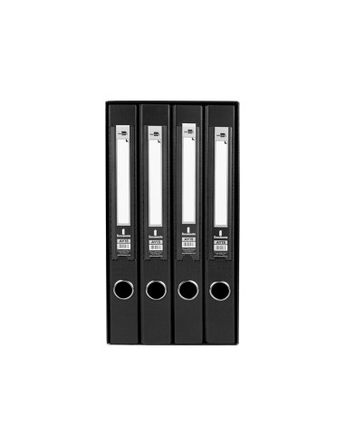 Modulo liderpapel 4 archivadores folio 2 anillas mixtas 25mm negro