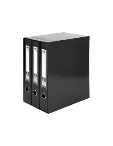 Modulo liderpapel 3 archivadores folio 2 anillas mixtas 40mm negro
