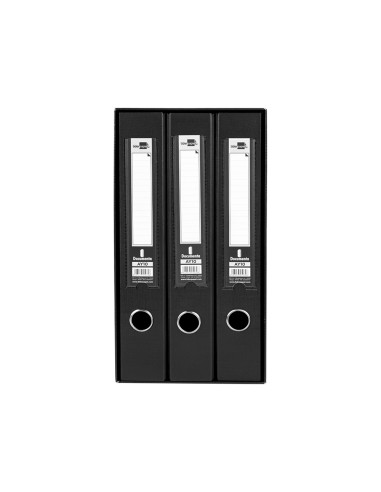 Modulo liderpapel 3 archivadores folio 2 anillas mixtas 40mm negro