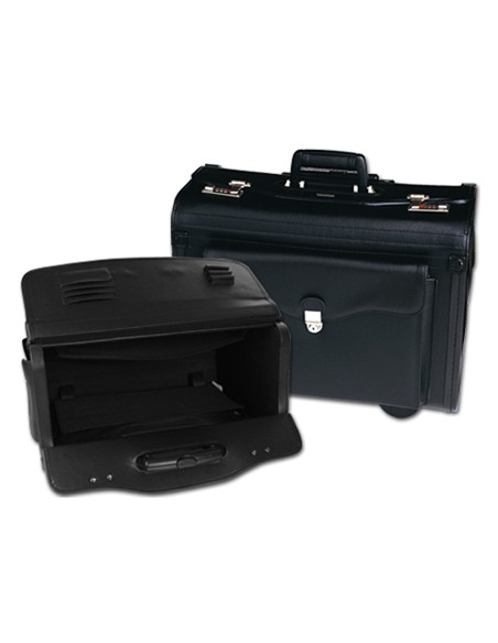 Maletin atache piloto q connect negro con asa extensible ruedas y cerradura con combinacion 490x350x225 mm
