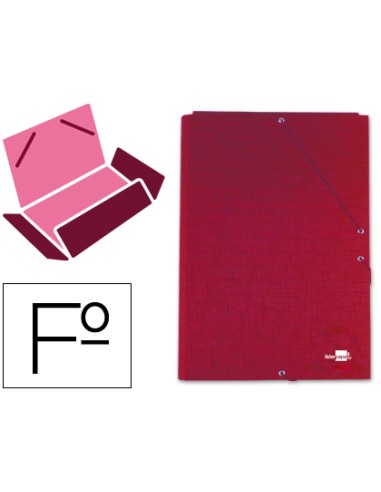 Carpeta liderpapel gomas folio 3 solapas carton forrado roja