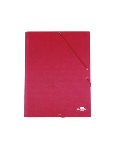 Carpeta liderpapel gomas folio 3 solapas carton forrado roja