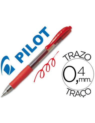 Boligrafo pilot g 2 rojo tinta gel retractil sujecion de caucho