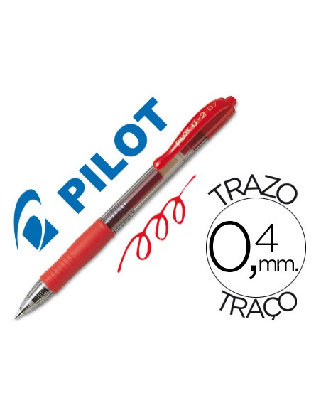 Boligrafo pilot g 2 rojo tinta gel retractil sujecion de caucho