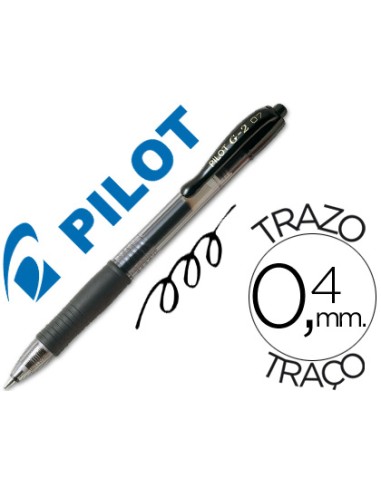 Boligrafo pilot g 2 negro tinta gel retractil sujecion de caucho
