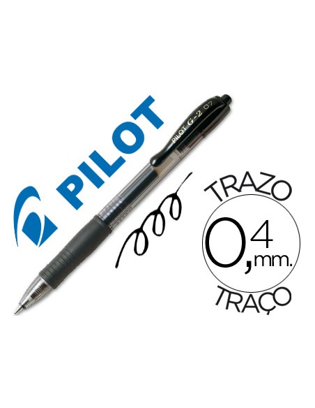 Boligrafo pilot g 2 negro tinta gel retractil sujecion de caucho