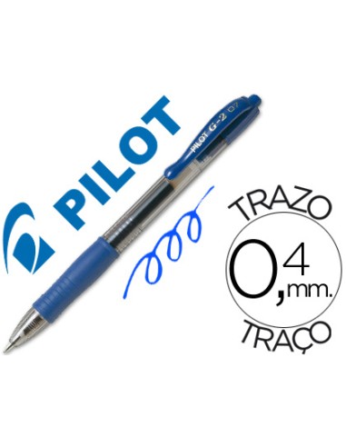 Boligrafo pilot g 2 azul tinta gel retractil sujecion de caucho