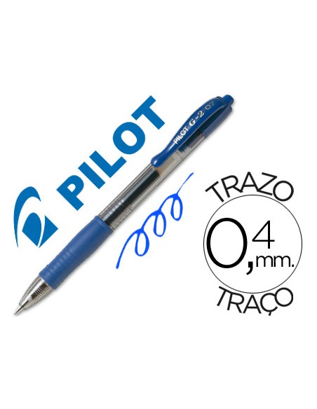 Boligrafo pilot g 2 azul tinta gel retractil sujecion de caucho