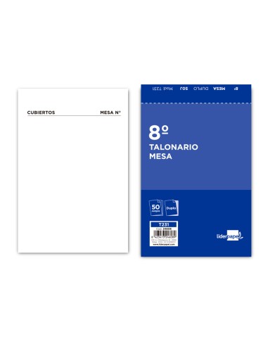 Talonario liderpapel camarero octavo original y copia t231 papel autocopiante