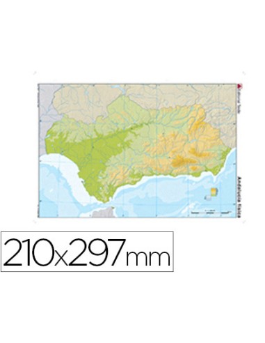 Mapa mudo color din a4 andalucia fisico