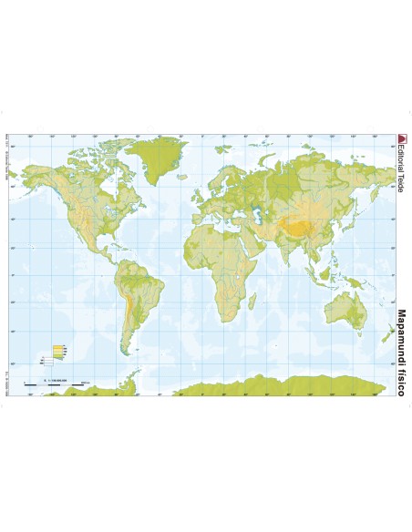 Mapa mudo color din a4 planisferio fisico