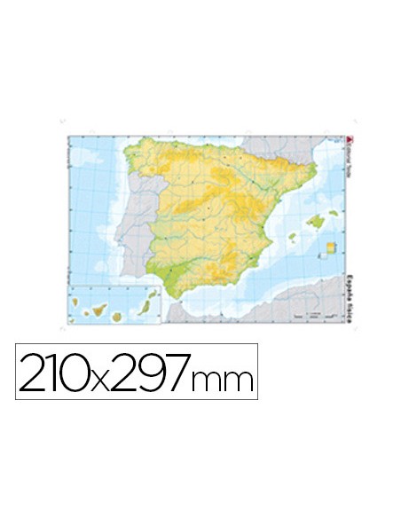 Mapa mudo color din a4 espana fisico