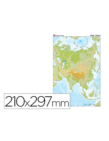 Mapa mudo color din a4 asia fisico