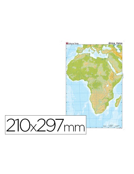 Mapa mudo color din a4 africa fisico