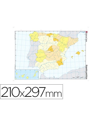 Mapa mudo color din a4 espana politico