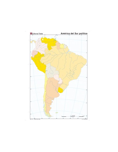 Mapa mudo color din a4 america del sur politico