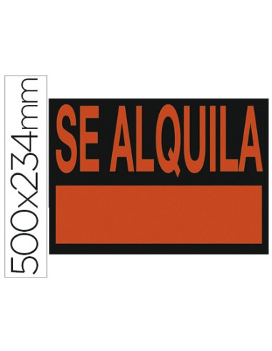 Cartel plastico se alquila rojo fluorescente 500x234 mm