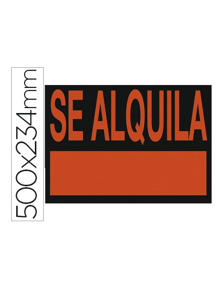 Cartel plastico se alquila rojo fluorescente 500x234 mm Cartel plastico se alquila rojo fluorescente 500x234 mm